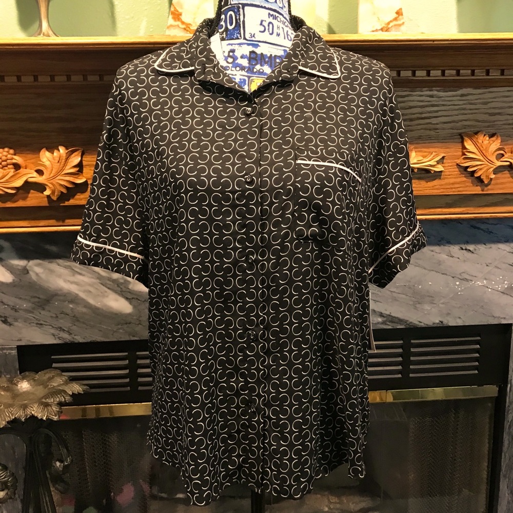 Stars Above Pajama Top Short Sleeve Button Down